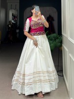 White Pure Cotton Navratri Lehenga Choli